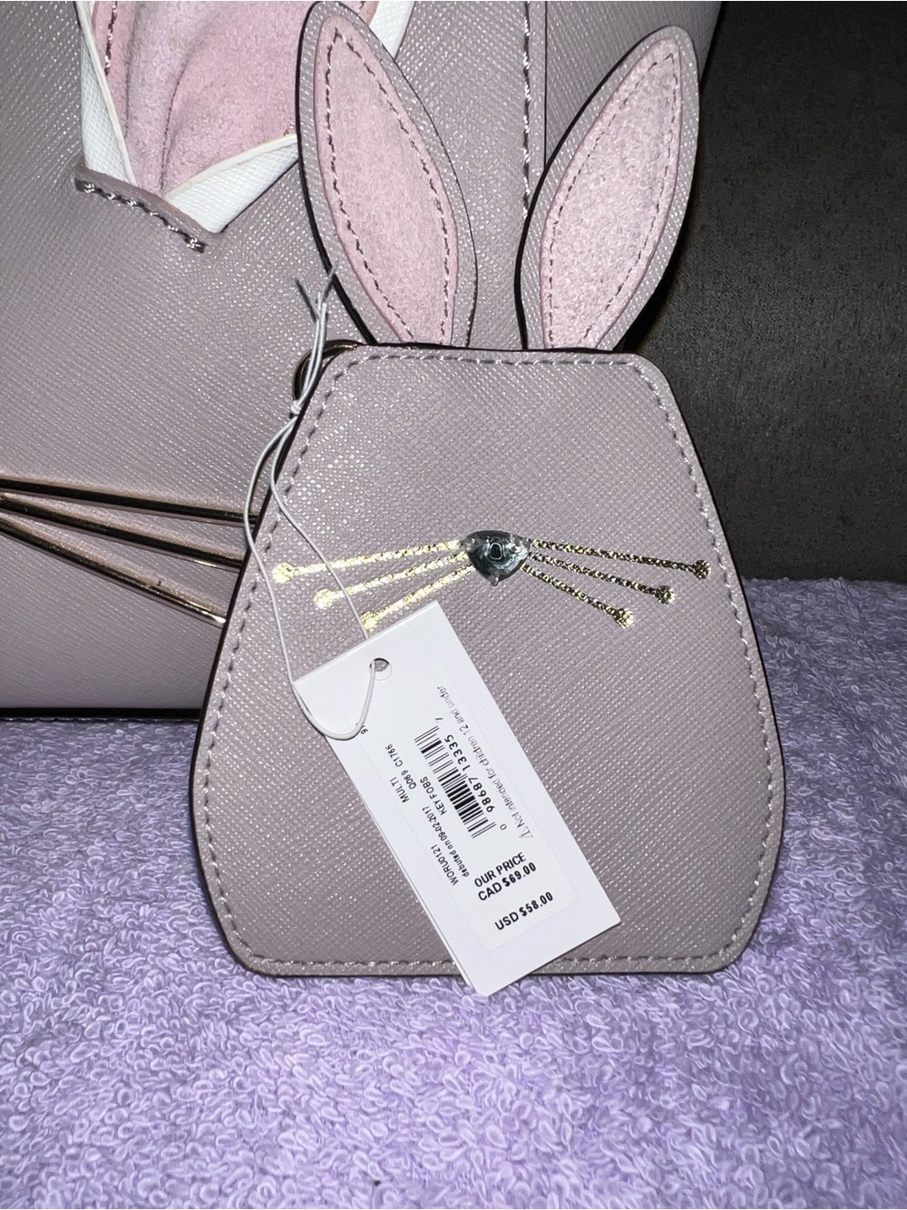 kate spade | rabbit mini hayden | Bunny Accent Satchel in Light Lavender - Picture 3 of 8